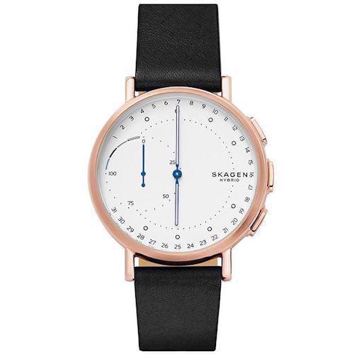 Image of Signatur hybrid smartwatch rosa forgyldt stål quartz med tre visere herre ur fra Skagen Connected, SKT1112